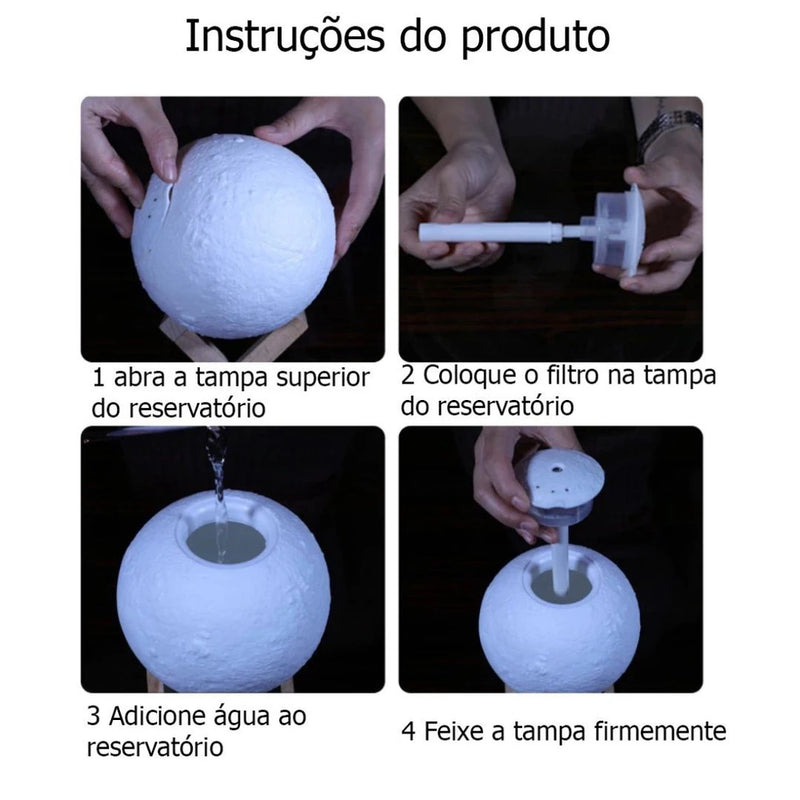 Umidificador de Ar com Lâmpada 3D Lua - DAFUSHOP-BRASIL | Horus