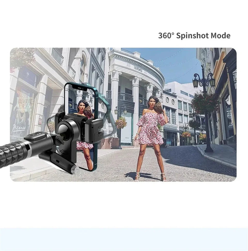 Gimbal Estabilizador COOL DIER Q18 - 360° com Tripé e Luz de Preenchimento | Horus